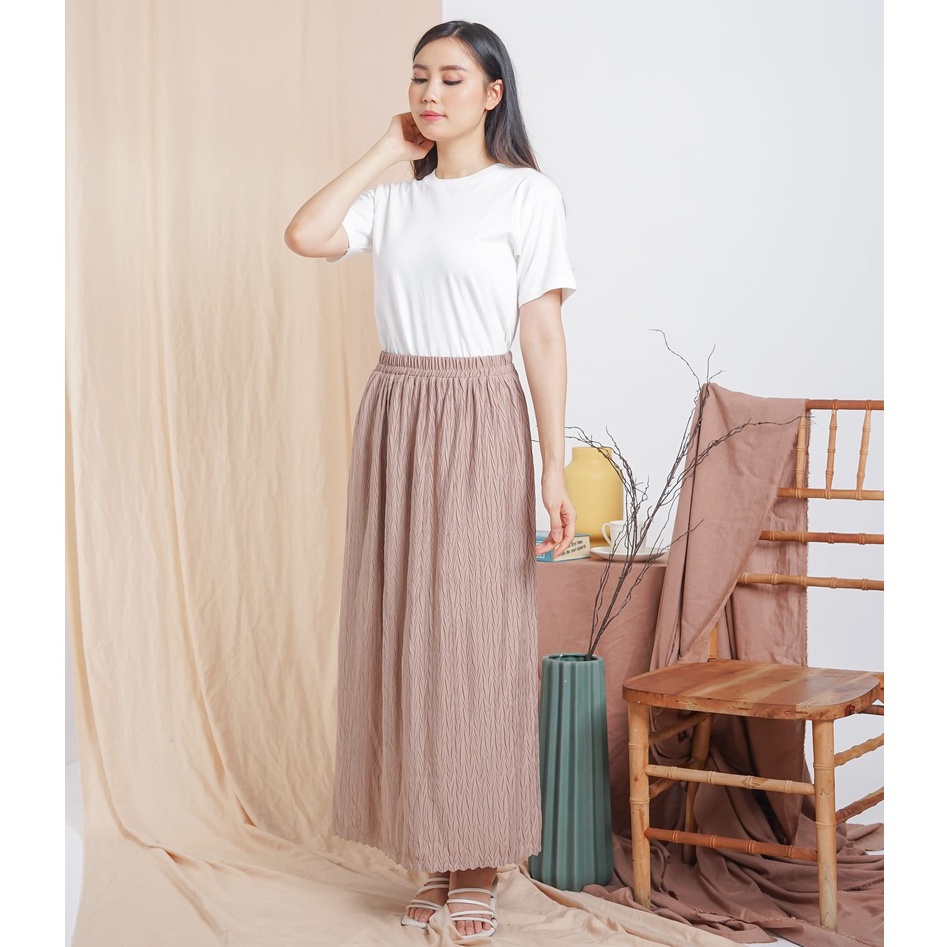 ELLA - ROK PLISKET PADI POLOS BAHAN HYGET PREMIUM