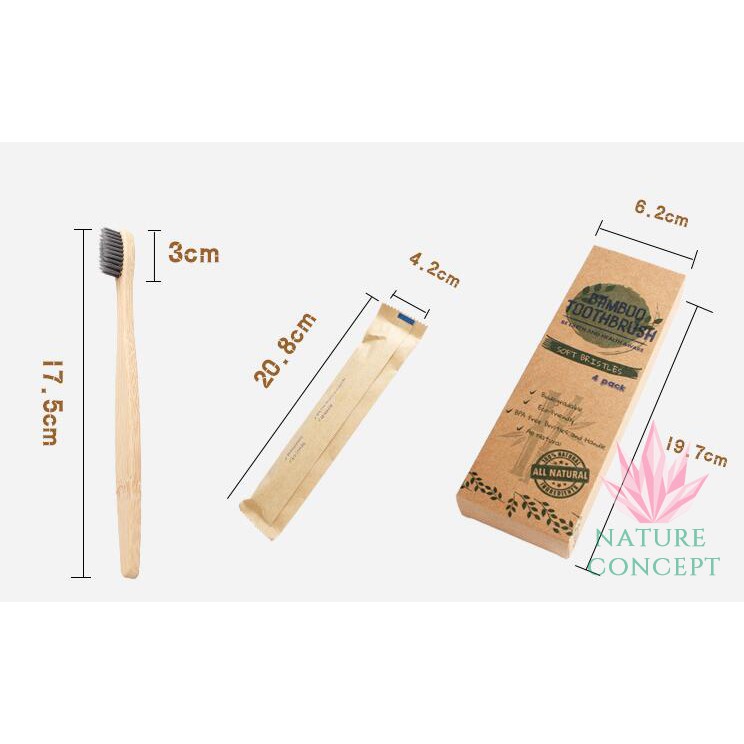 Bamboo Toothbrush Sikat Gigi Bambu Ekonomis - Harga per 1 box isi 4 pc