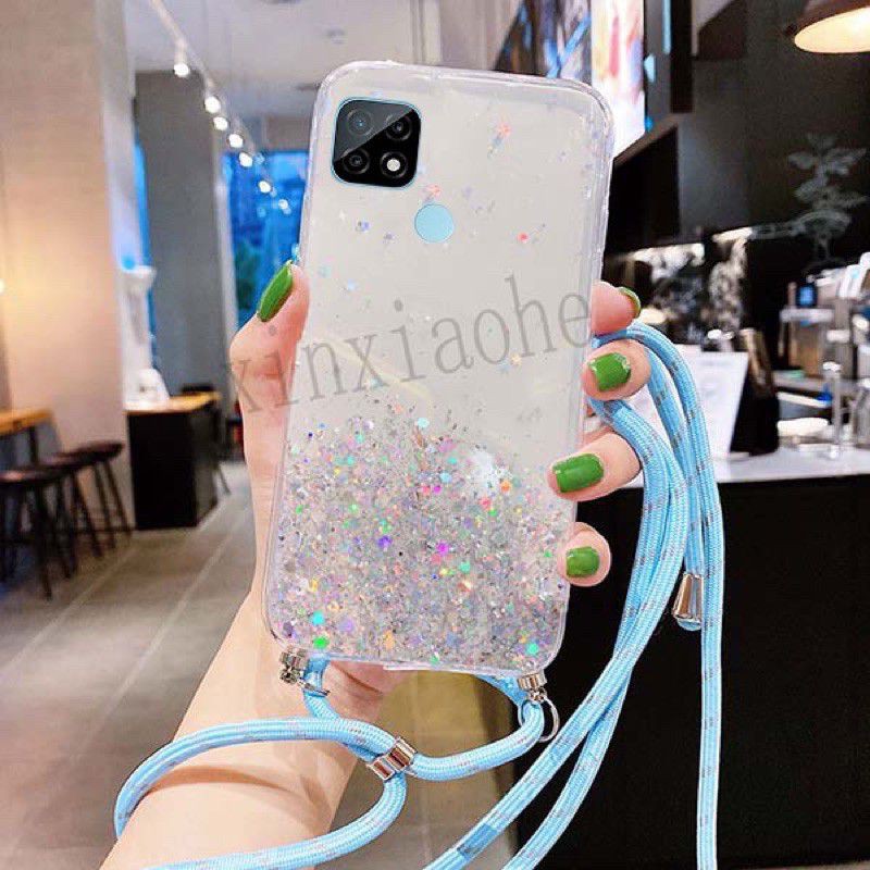 Case Tali Nagita Realme Narzo 30A C11 C12 C15 C20 C20A C21 C21Y C25 C25S 2021 Lanyard Glitter Gantungan