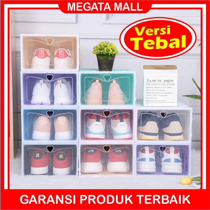 ♫ Megata ♫ A091 Kotak Sepatu Premium Transparan Tebal Serbaguna Shoes Box Tempat Penyimpanan Sandal