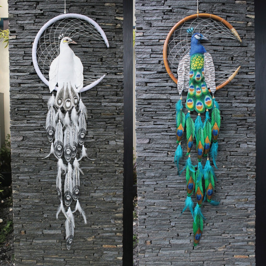 Dream Catcher Bulan Merak 40 cm Hiasan Dinding Home Decor