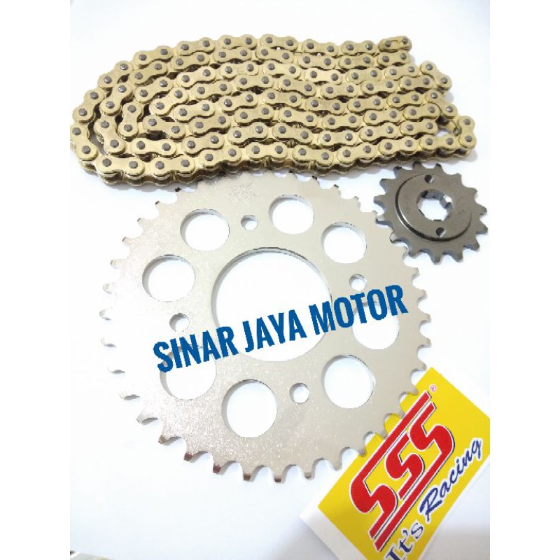 Gear gir sss cb150  cbr150  cb150R  mega pro  tiger gl pro gl verza sonic gtr sss 415 rantai gold