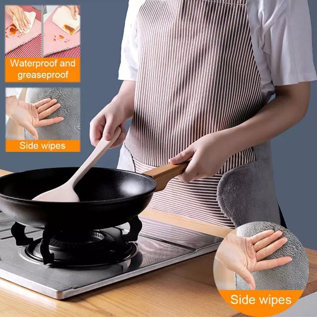 APRON DAPUR / CELEMEK MASAK ANTI MINYAK ANTI AIR WATERPROOF DENGAN LAP TANGAN