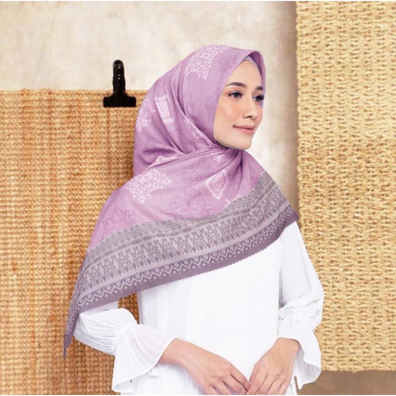 DISKON  Hijab Segiempat Motif Candy Lilac / Others /  hijab segi 4  / hijab voal motif / hijab segi 