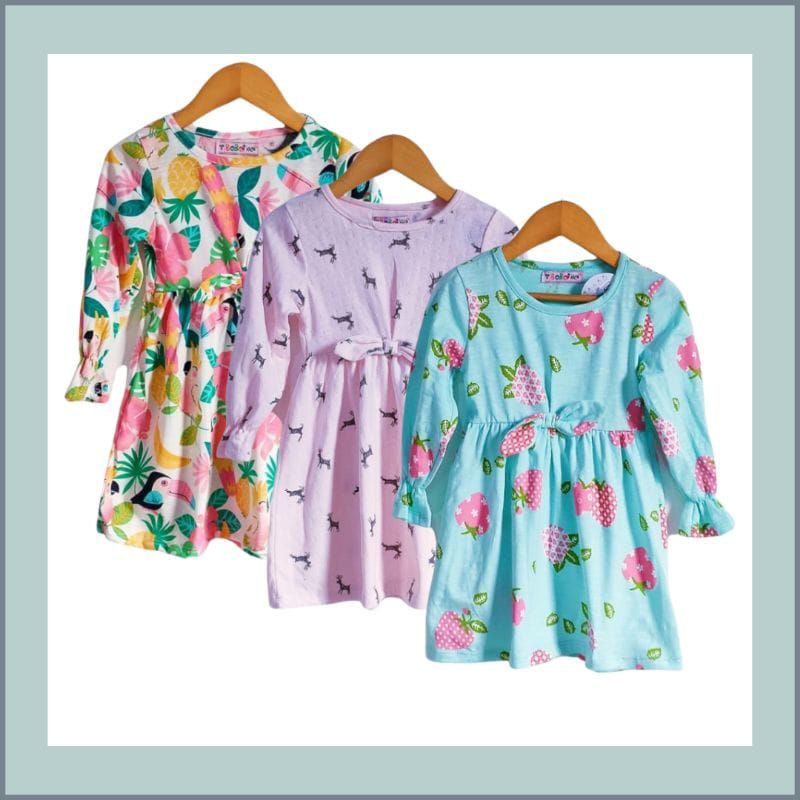 [Bobo kids] BAJU ANAK PEREMPUAN [ APRIL] [2-5 THN] [DRESS ANAK KATUN KAOS MIX MOTIF] [MBK]