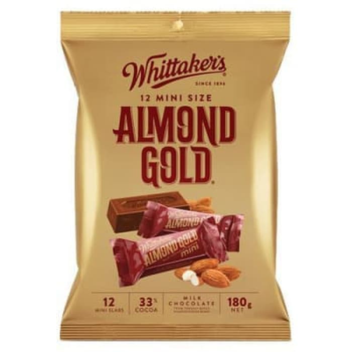 

#HANDCARRY Whittaker's Mini Milk Chocolate Almond Gold 12s 180g - UFOHCR2091
