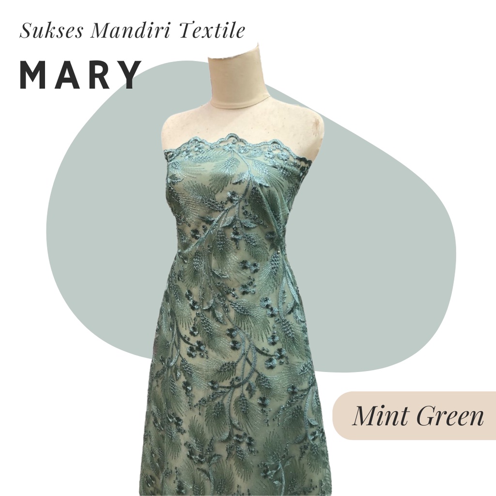 [MARY] Brokat Brukat Tile Premium Mewah Warna Hijau Mint Sage Green | Harga ½ meter = 50 cm (Bahan D