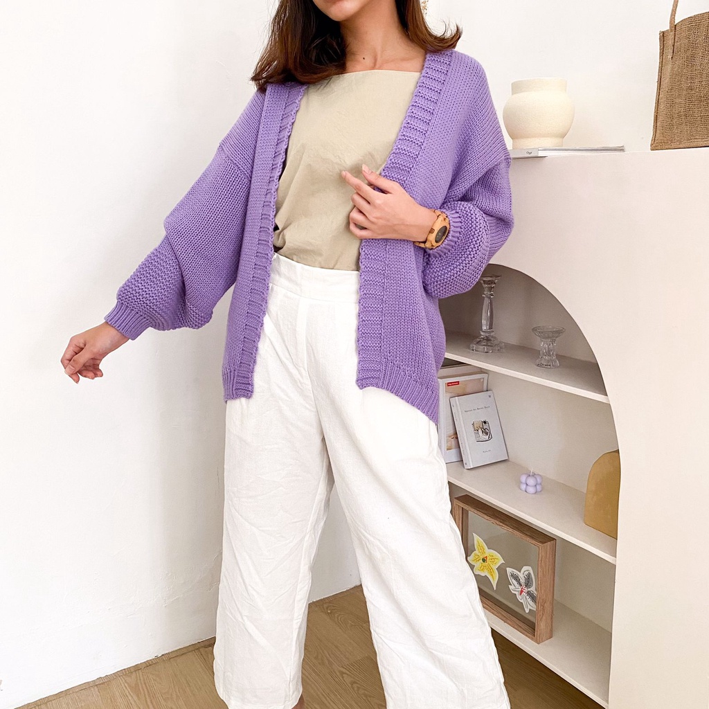 Vintage House Lucia Cron Cardi (Cardigan Rajut Wanita Korea)-Lilac