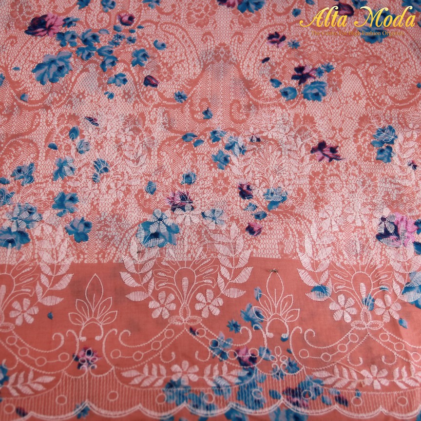 

Alta Moda Katun Voal Bordir Soft Pink Motif Floral Blue And White (1M)