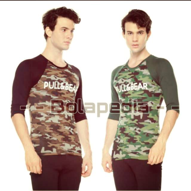 KAOS RAGLAN PULL BEAR ARMY MURAH