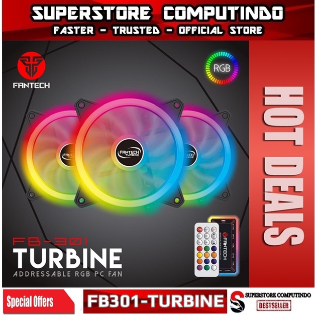 Fantech TURBINE FB301 Fan Casing RGB 12cm dengan Remote Control