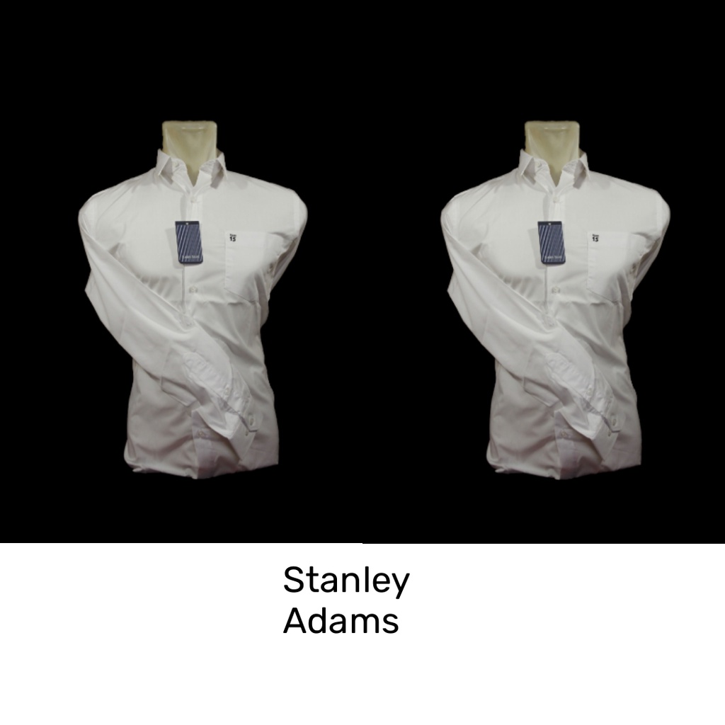 Kemeja Pria Stanley Adams Lengan Panjang Slim Fit Putih Polos