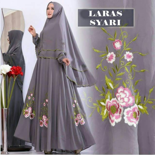 XC - GAMIS LARAS SYARI / MAXI LARAS / GAMIS POLOSAN COMBINASI BORDIR / GAMIS TERLARIS / BEST SELLER