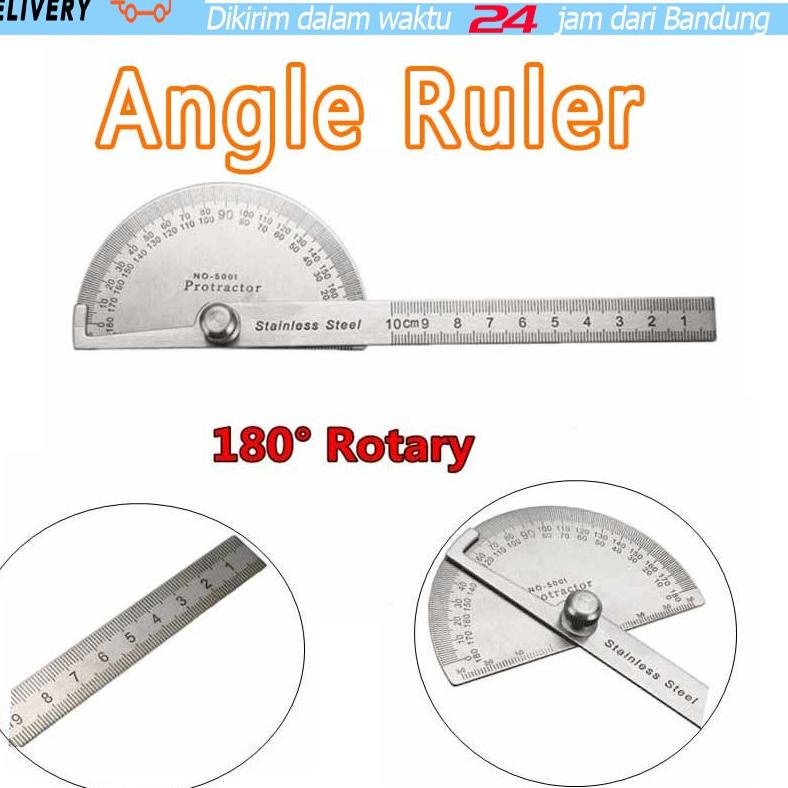 

Super Meriah Stainless Degree protractor / busur derajat / pengukur sudut / penggaris busur Alat Ukur Sudut
