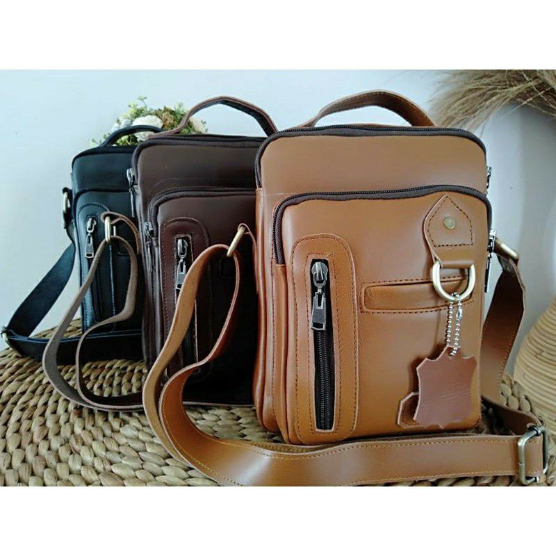 Tas selempang cowok kulit asli - tas slempang cowok bahan kulit asli - Tas Kerja Pria Elegan