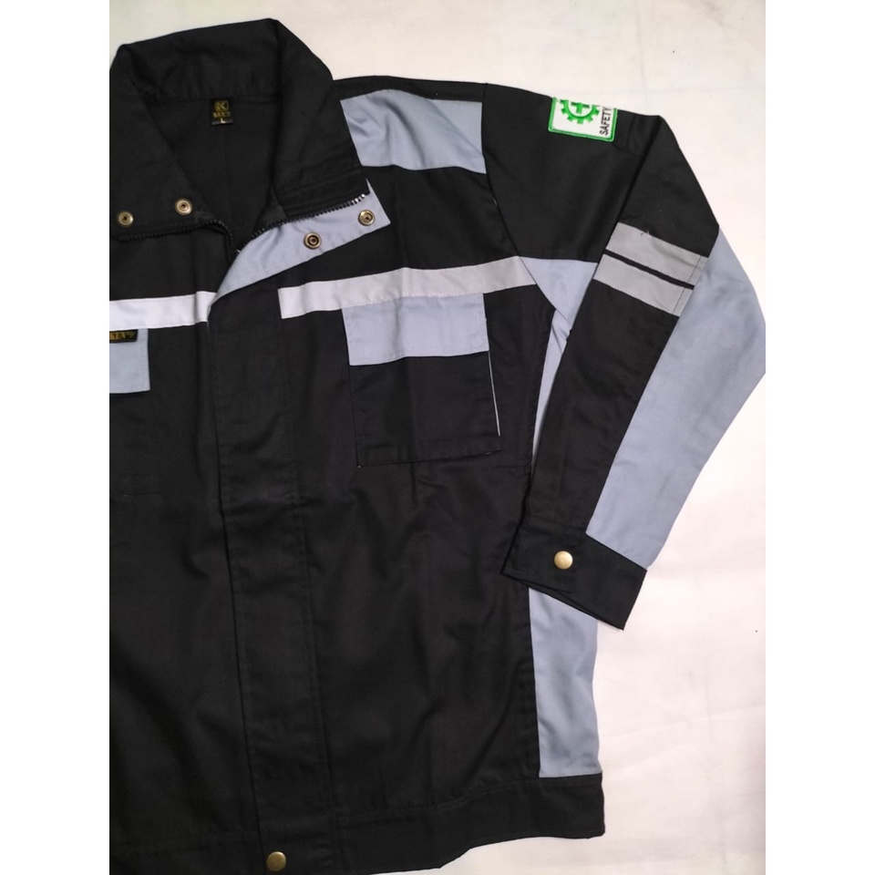 Wearpack Atasan Semi Jaket | Baju Safety Abu - Abu Hitam