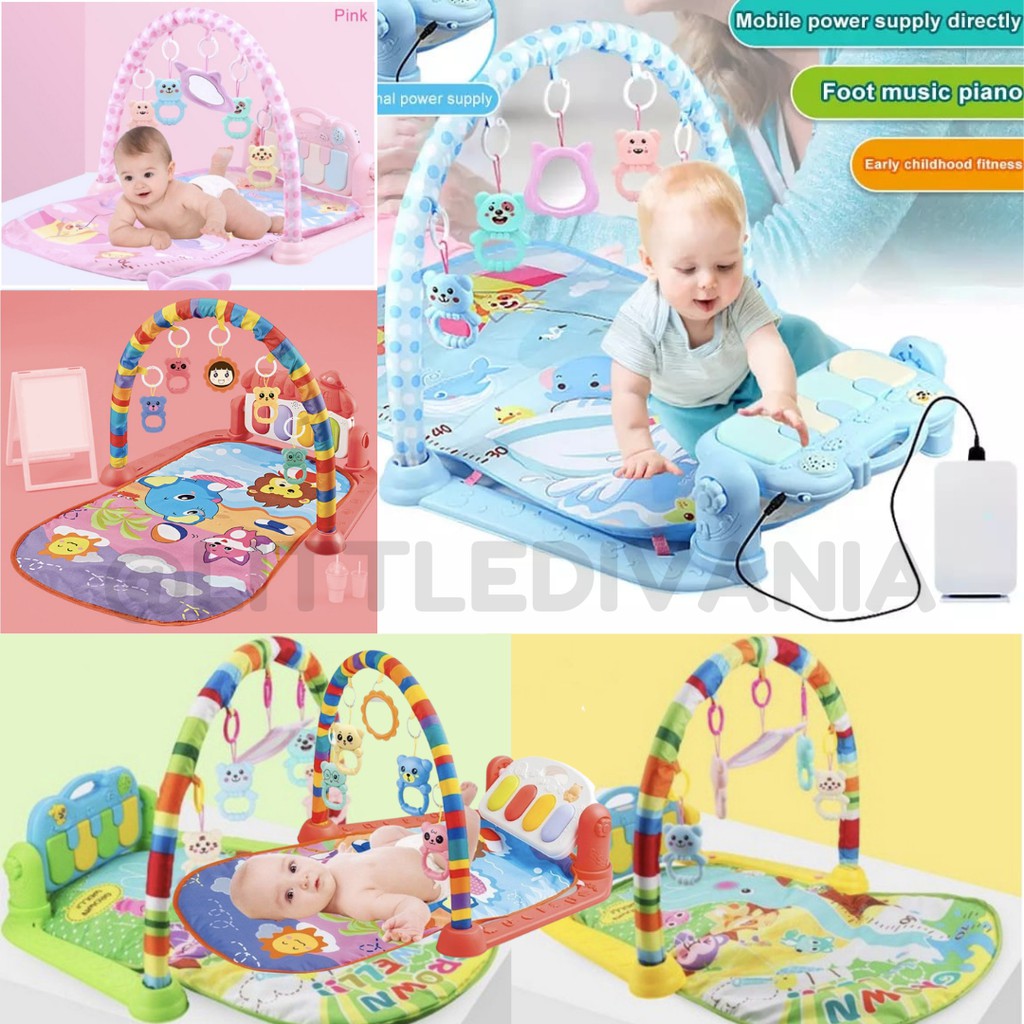 Play Gym Bayi Bisa Bunyi Musical Baby PlayGym Mainan Walker Anak Bayi Play Gym Mat Rattle &amp; Piano Playmat Matras chn