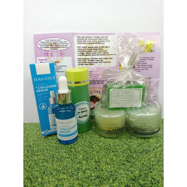 PAKET CREAM A-DHA HIJAU ORIGINAL 5in1 LENGKAP ( Cream siang + malam + Serum + Toner + Sabun ) a-DHA