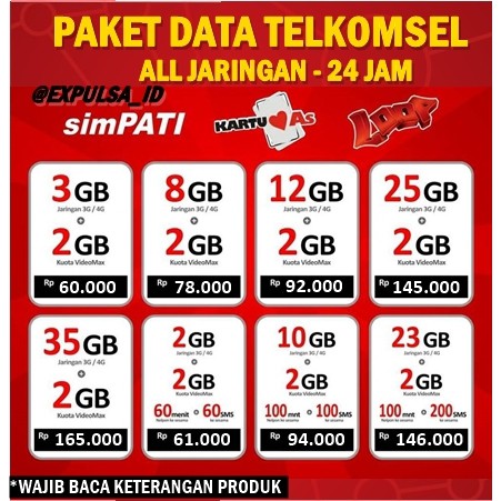 New Promo Paket Data Telkomsel Internet Termurah Simpati 14gb 27gb 37gb As 10gb Loop 15gb 8gb Shopee Indonesia