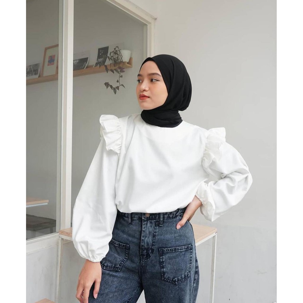 1KG MUAT 5PCS | KAI BASIC RUFFLE SHIRT TOP HITS OOTD SELEBGRAM FASHION GROSIR WANITA MURAH