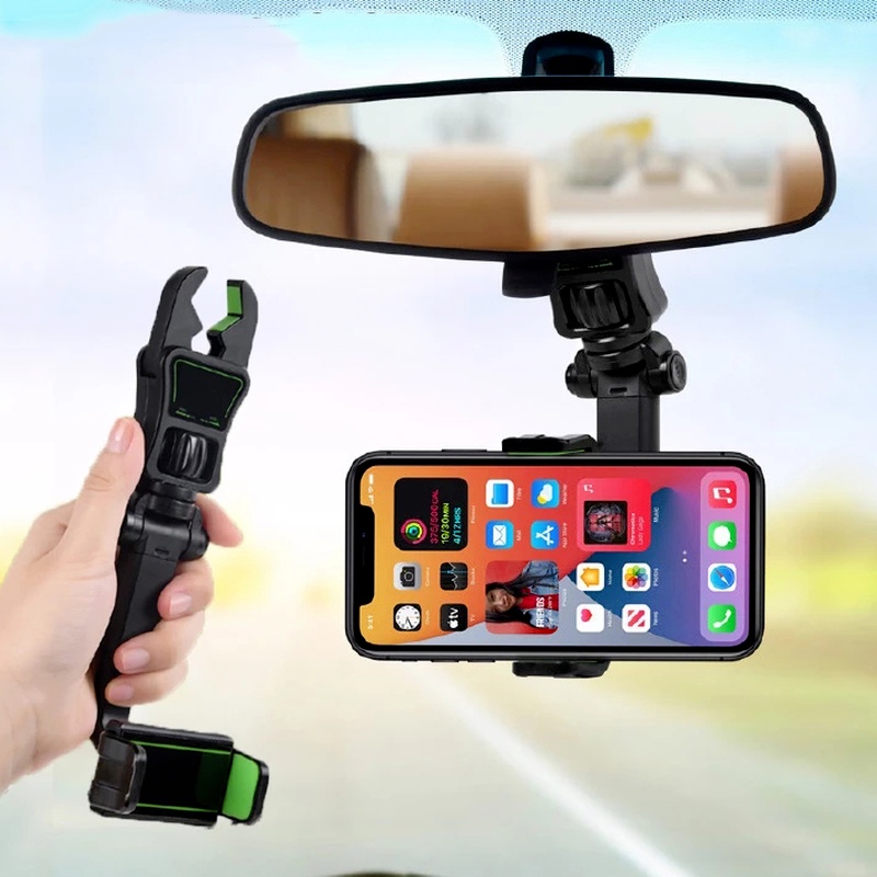 Bracket Dudukan Handphone Iphone Android Universal Rotasi 360 ° Adjustable Untuk Kaca Spion Mobil