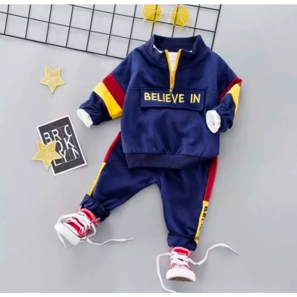 SCN STORE Setelan Sweater Anak 1-6 Tahun BELIEVE IN