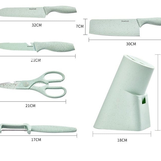 Pisau Set 6 in 1 / Knife Set 6 in 1 Dengan Wadah /Pisau Jerami Gandum Berkualitas / VS1814