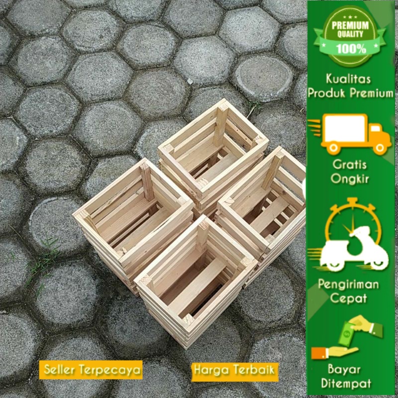 Jual 20 X 15 X15 CM MINI WOOD CRATES KOTAK KAYU PETI JATI BELANDA