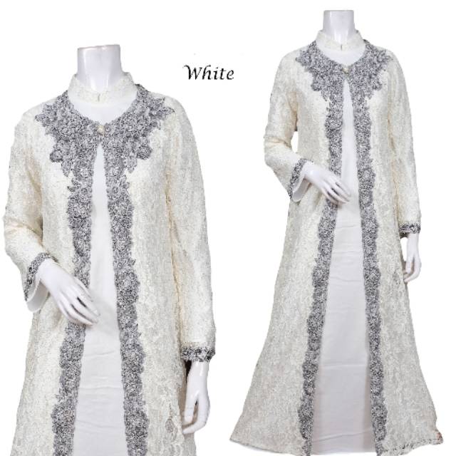 Gaun Pesta Brokat Putih 1930