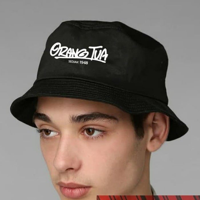 TOPi BUCKET HAT CAP polos custom TULiSAN ORANG TUA SEDJAK 1948 indonesia pria wanita AMER ANGGUR