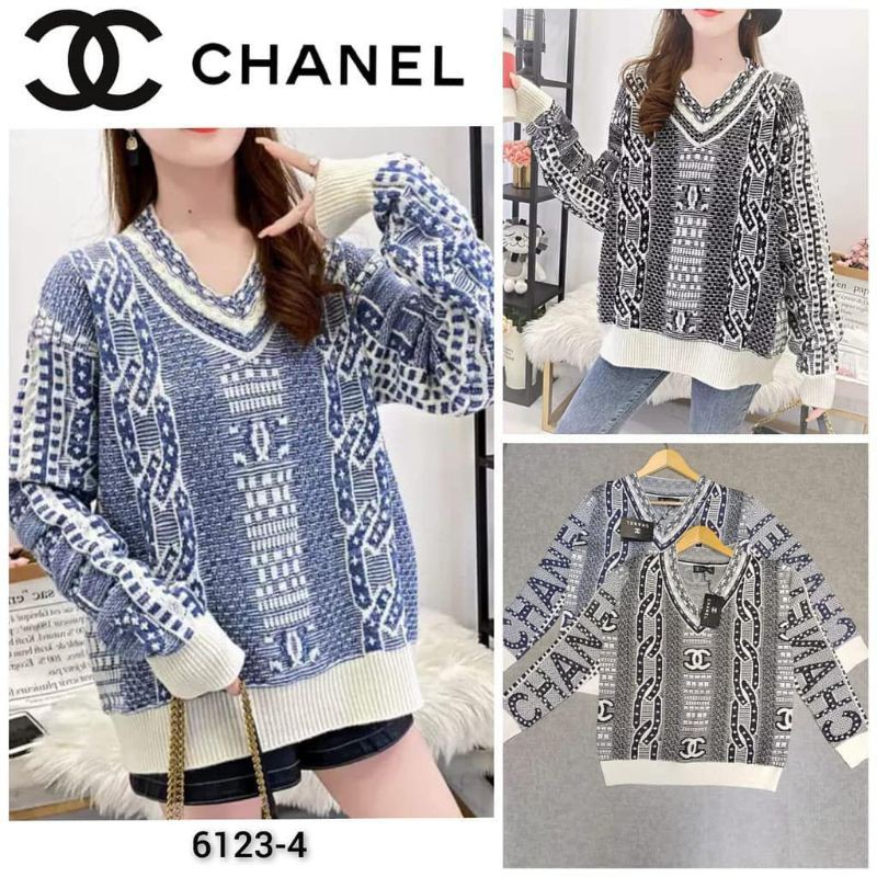 sweater chanel rajut import premium