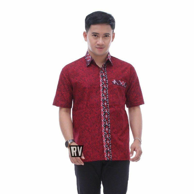 kemeja batik pria lengan pendek baju batik pria batik kantor seragam kerja ukuran reguler m.l.xl