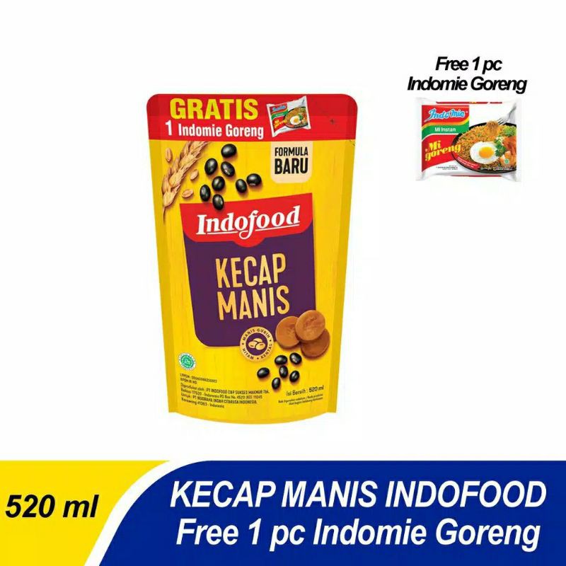 

Kecap manis Indofood 520ml GRATIS indomie Goreng