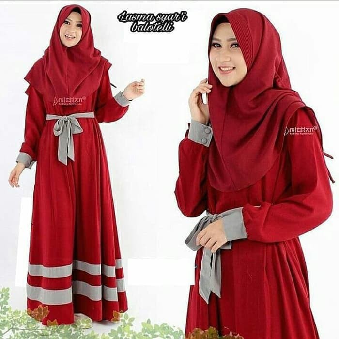 Fashion Wanita: Long Dress Muslim Lengan Panjang dengan Kancing, Warna Polos