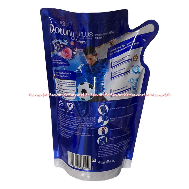 Downy Sport Softener 650ml Refill Untuk Pakaian Baju Olahraga Downi Sport Dow ny Pewangi Pakaian Soft Tener