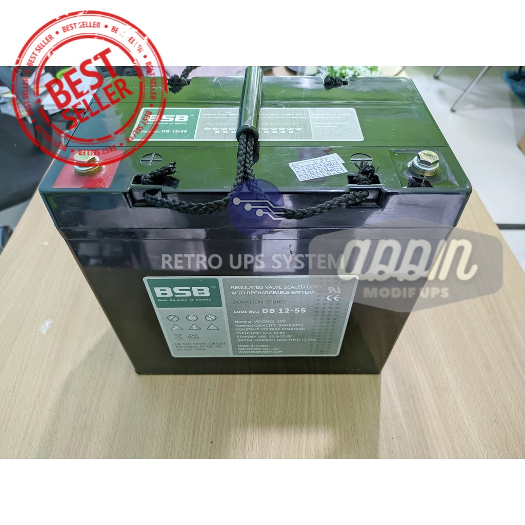 AKI BATERAI BATTERY UPS VRLA AKI KERING MERK BSB 12V 55AH GOOD QUALITY