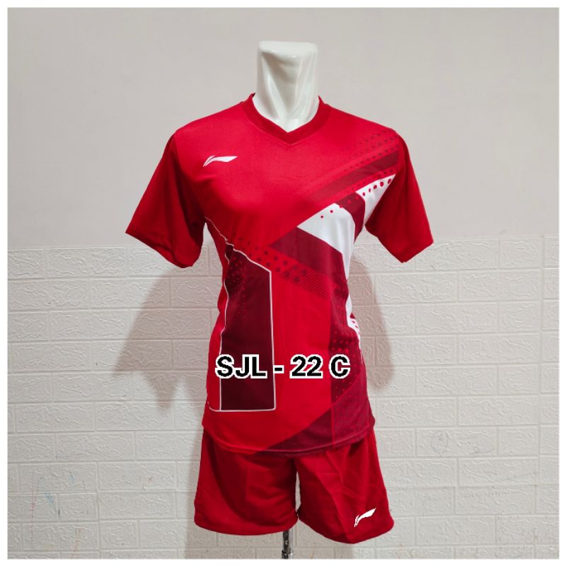 Setelan Jersey badminton Li Ning baju dan celana pakaian olahraga bulutangkis pria wanita