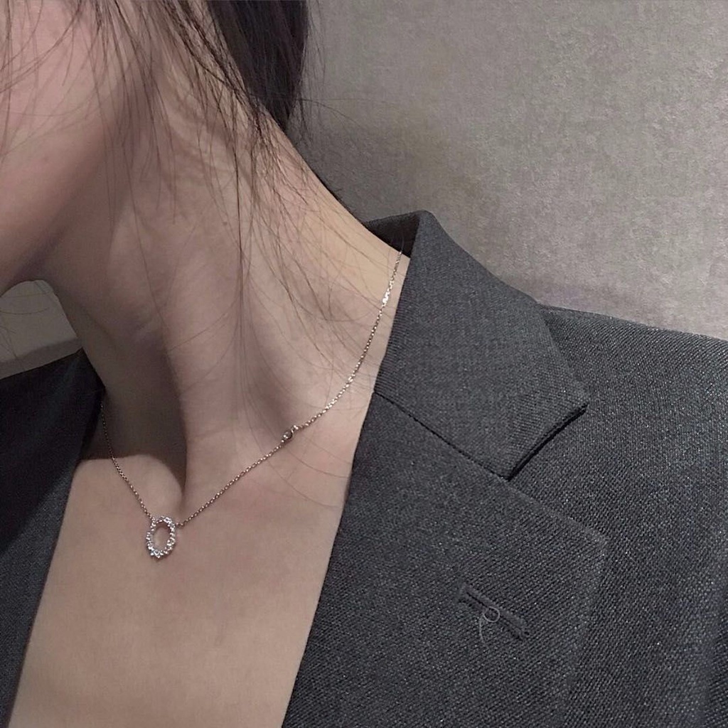 Mikro bertatahkan Berlian Geometris lingkaran kecil mini dan sederhana kalung Korea kalung gadis ula