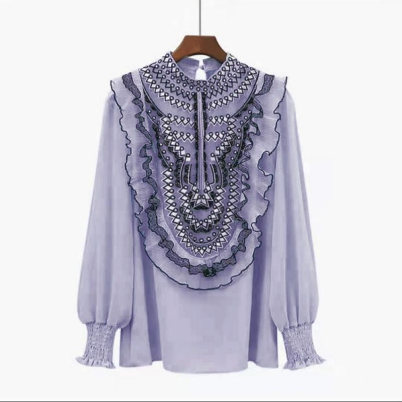 MDLV ~ 7655 STELLA EMBROIDERED TOP KOREA BLOUSE WANITA BLOUSE PREMIUM BLOUSE KOREA FASHION IMPORT