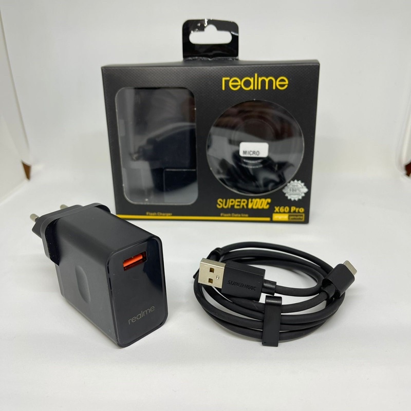 SEN - Charger REALME 30W X60PRO BLACK USB Type-C / Micro USB Super VOOC Fast Charging