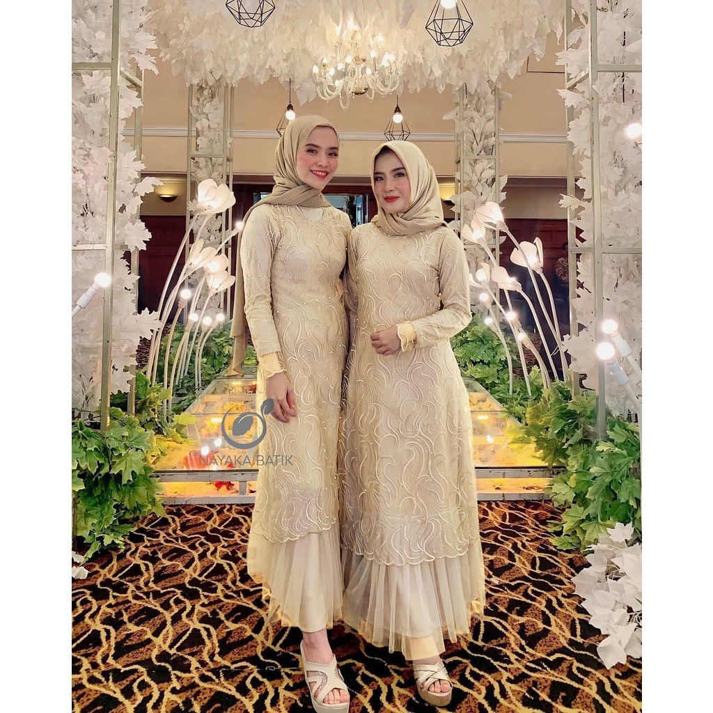 [NEW ARRIVAL] Maxi Dress Brukat Sabrina | Gamis Pesta Modern | Gamis Remaja | Dress Brokat Tulle Mutiara | Seragam Bridesmaid | Gamis Geraldine