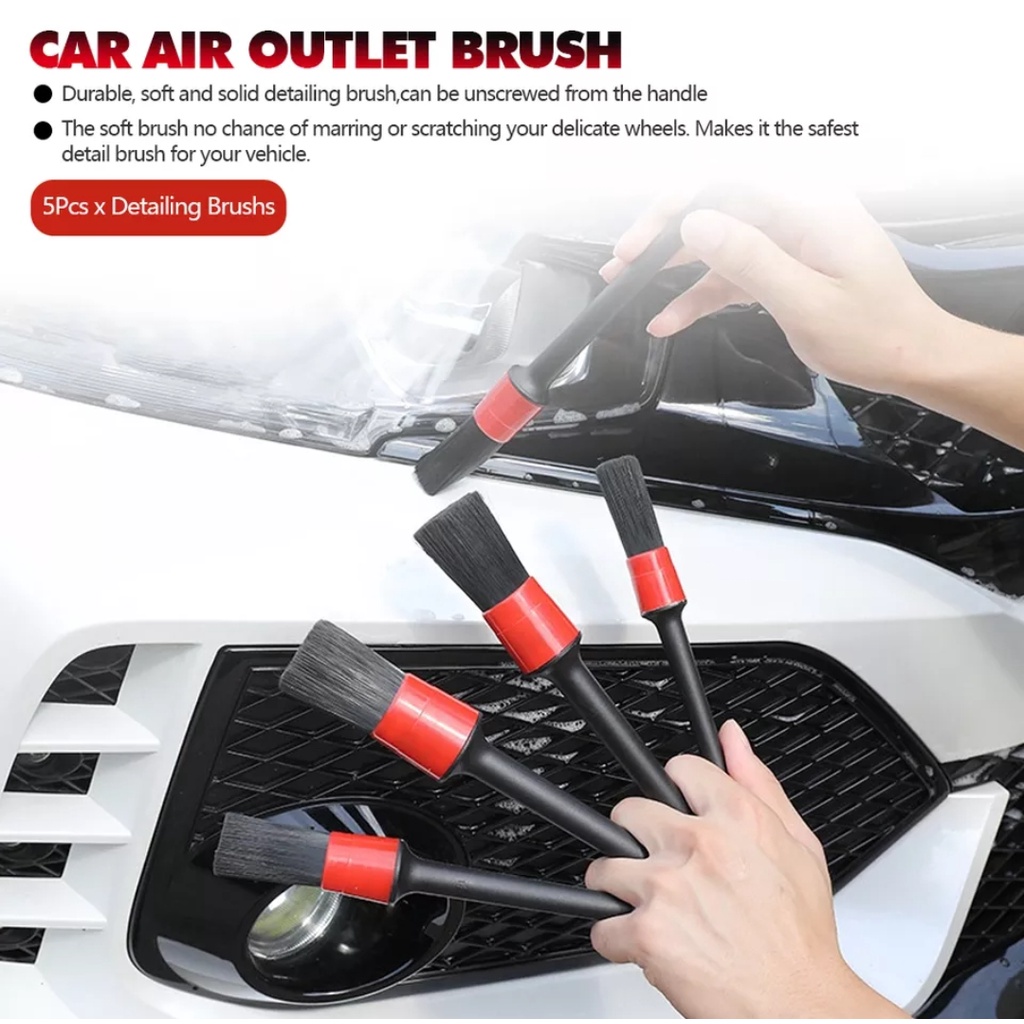 Brush Detailing Kuas Hitam 1 Set 5 Ukuran Poles Pembersih Mobil