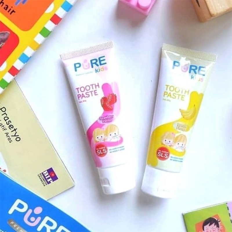 Pure Kids Tooth Paste 50gr Pasta Gigi Anak Pure Banana Strawberry