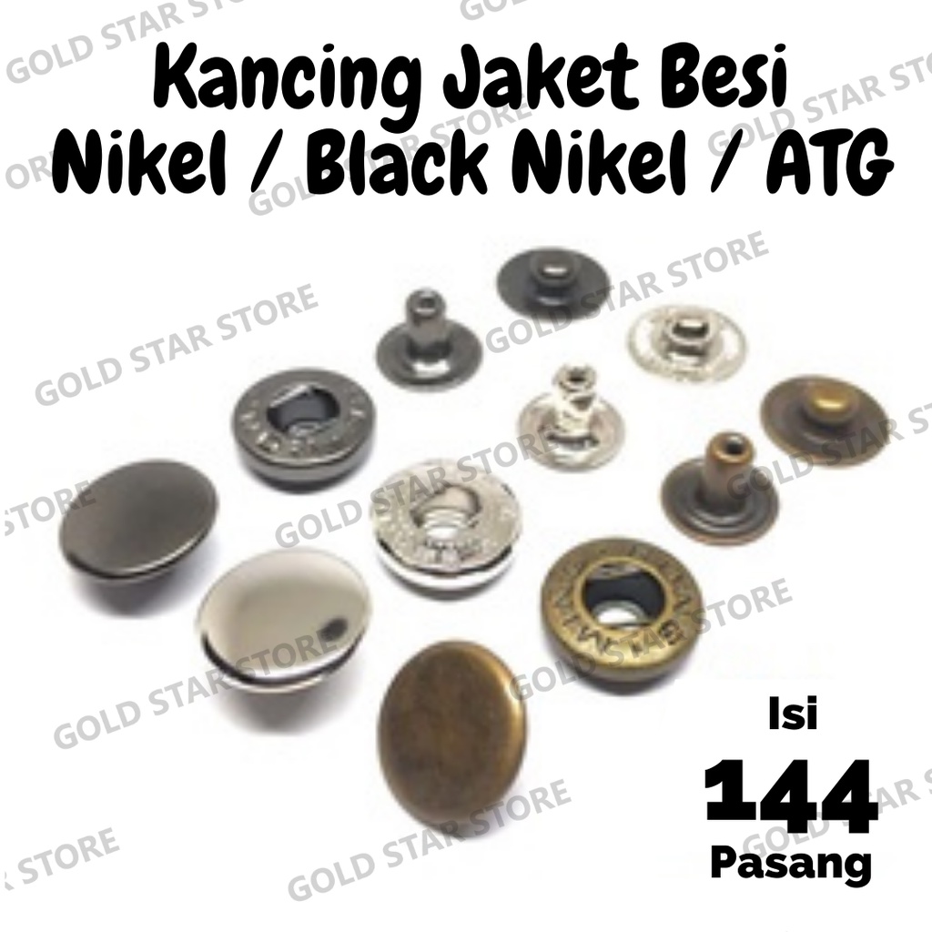 Kancing Snap Button Silver Nikel 1 Gross Kancing Jaket ATG Bakar Knop Jaket Black Nikel Kancing Cetet Besi