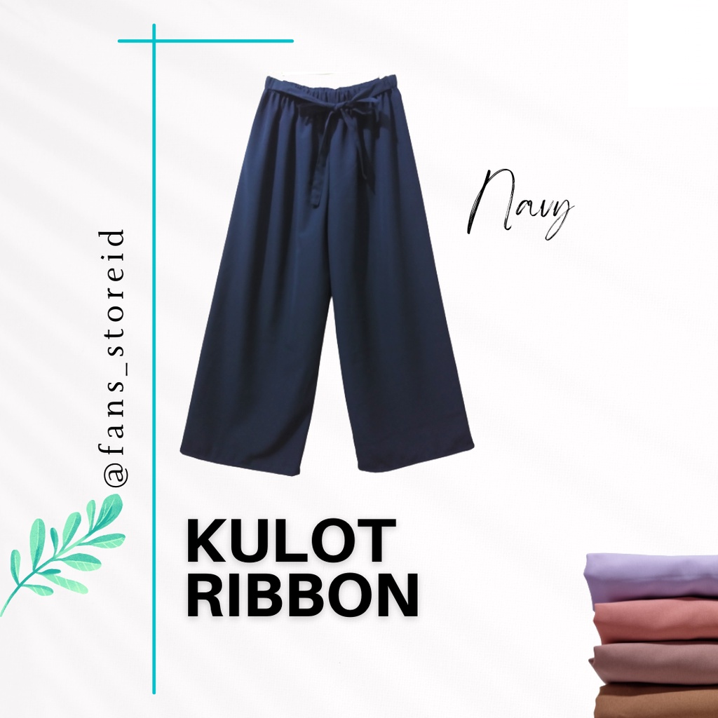 KULOT RIBBON TALI KASUAL KOREAN STYLE PREMIUM-Navy