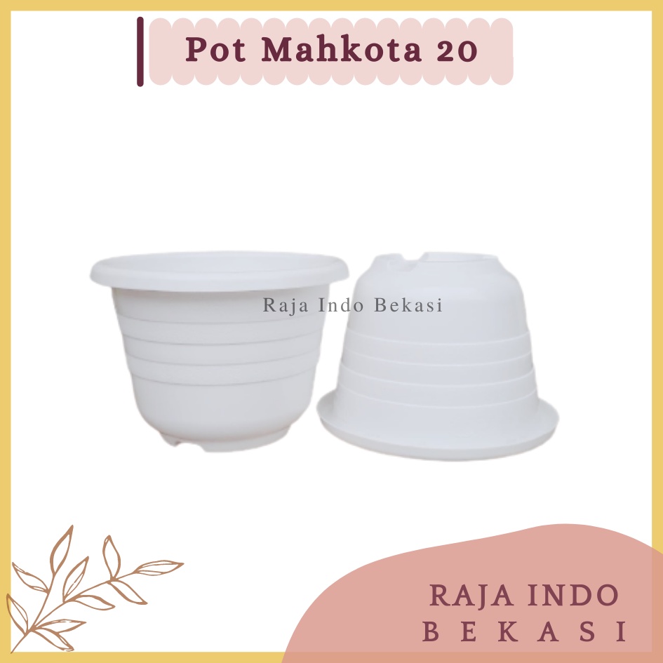 Pot Mahkota 20 Cm Putih - Bunga Tanaman Bibit - Bukan Pot Glory Putih Ukuran Mirip Tawon 21 Cm