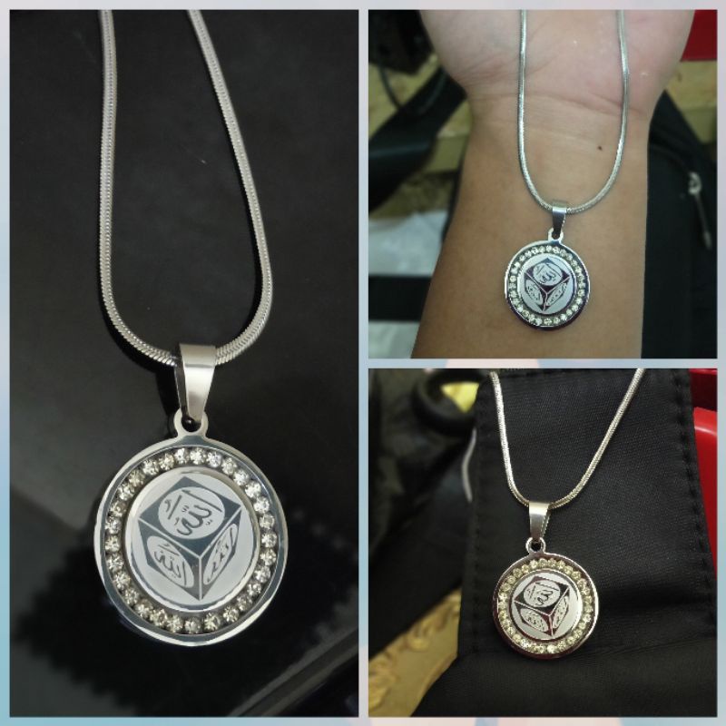 L-109.Kalung+Liontin titanium LAFADZ ALLAH Silver uk45cm.