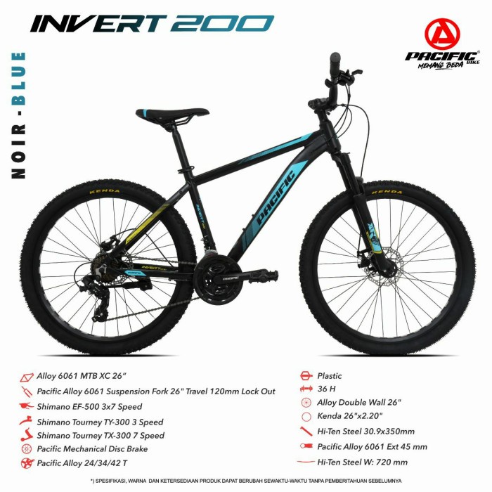 Sepeda Gunung PACIFIC INVERT 200 26inch Alloy (3×7speed)