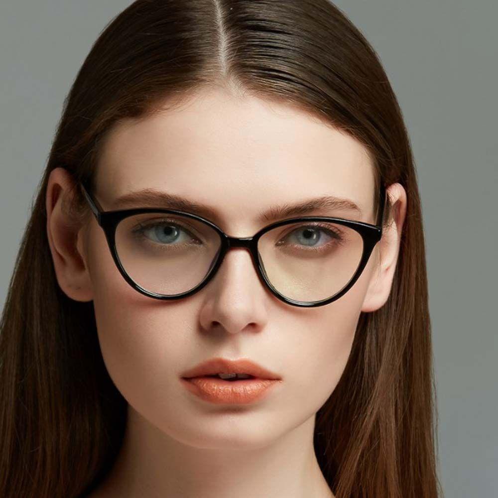 Mxbeauty Kacamata Wanita Fashion Hitam Kacamata Cermin Datar Transparente Square Eyeglasses Cat Eye Shaped Glasses Frame