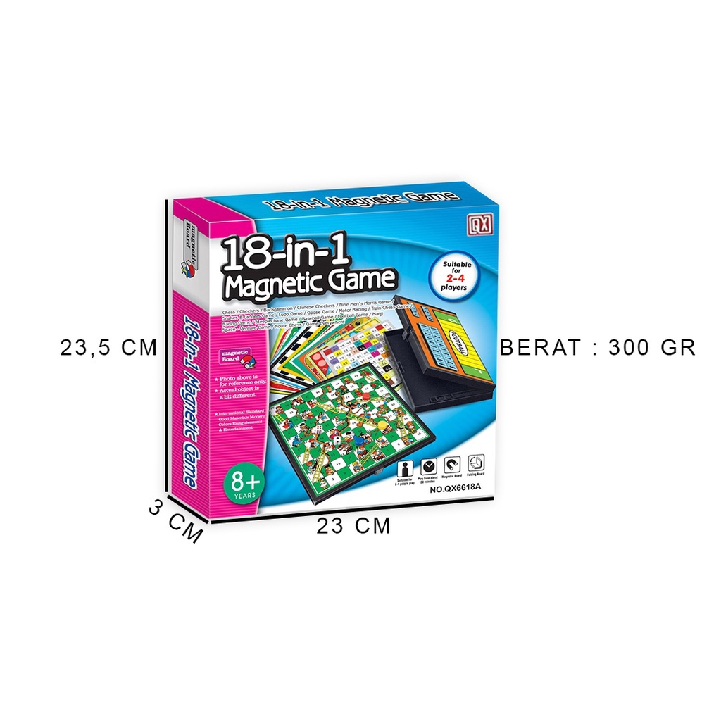 MAGNETIC BOARD GAME 18 in 1 Ludo Halma Ular Tangga dll Mainan Edukatif Game Keluarga Papan Magnet